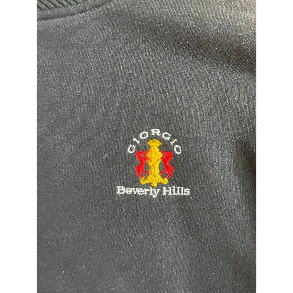 Vintage Giorgio Beverly Hills Black Shawl Collar Sweatshirt Medium